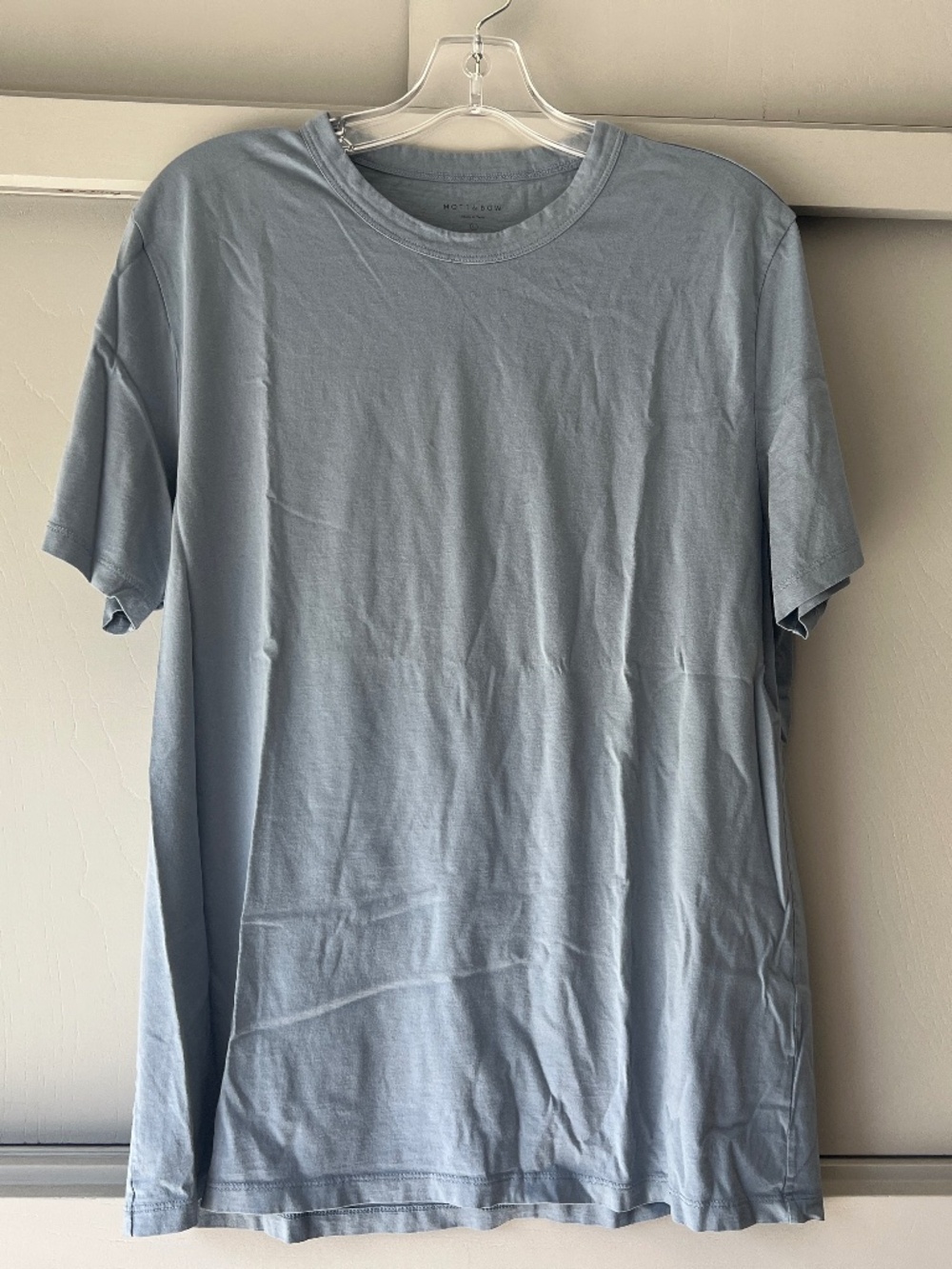 Mott & Bow Classic Crew Driggs Tee California Blue Cotton T-Shirt L
